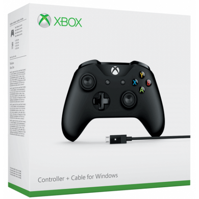 Microsoft Xbox One S Wireless Controller Black + USB Cable for Windows